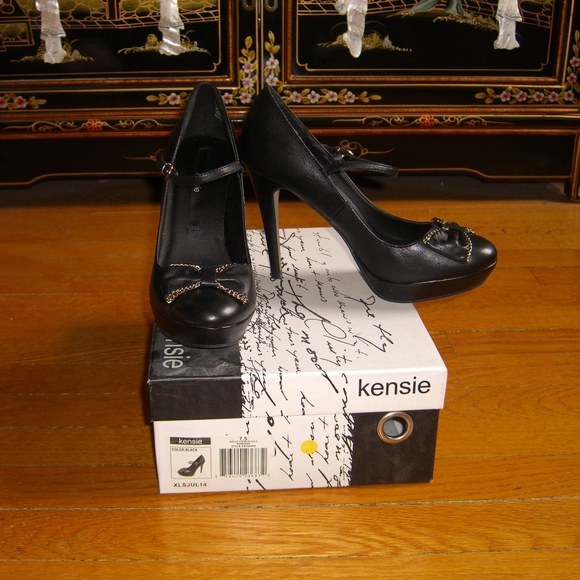 KENSIE BLACK MARY JANE PLATFORM HIGH HEEL SHOE 7.5 - Picture 1 of 6